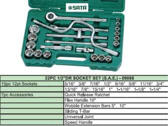 Sata 1/2" Dr. Socket set 22pcs