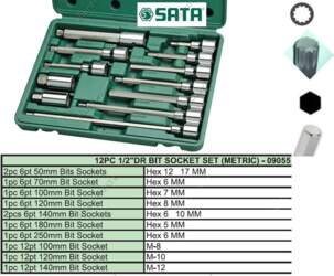 Sata 1/2" Dr. Bit socket set