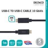 Deltaco USB-C to USB-C cable 10