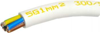 Balts 5x1mm Cu elastīgs kabelis, 25m