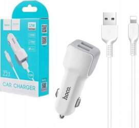 HOCO Z23 auto lādētājs 2xUSB+Iphone kabelis