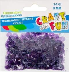 Violets caurspīdīgs apaļš spīdums 8mm, 14g