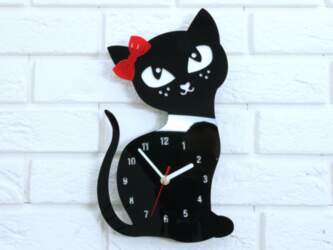 Bērnu sienas pulkstenis CatBlack
