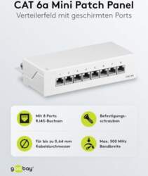 Cat 6a patch panel mini/office, 8