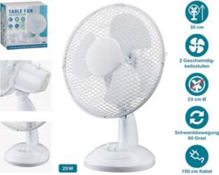 Galda ventilators, 35cm, 25W balts