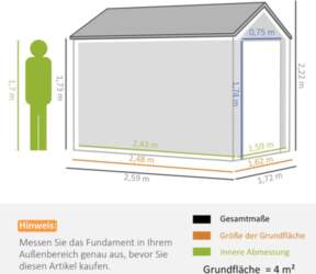 Tērauda dārza būda, 4 m², ar