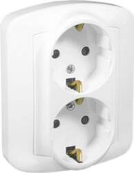 Dubultā Schuko ligzda Simon Basic, balta