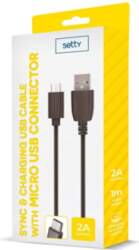 Setty USB kabelis 1m 2A micro