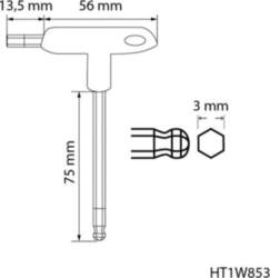 Hogert T-veida atslēga HT1W853, 75mm, S2