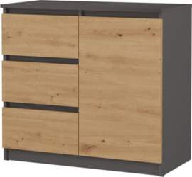Kumode 1D3S, brūna/melna