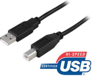 Deltaco, USB-A /USB-B, 3 m