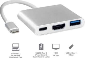 Hub 3in1 adapteris Type-C / USB3