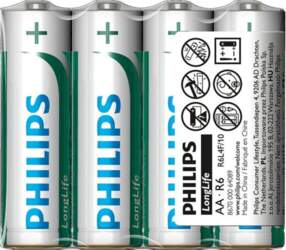 PHILIPS LongLife AA/R6 C4 baterijas