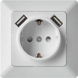 Rozete+2xUSB 2.1 A EMOS balta
