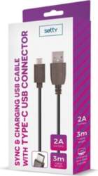 Setty USB kabelis 3m 2A type-C