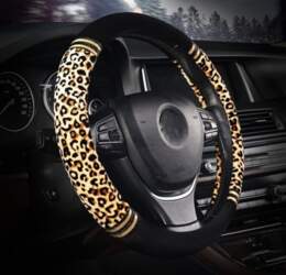 Greznā Leoparda Raksta Plīša Auto Stūres