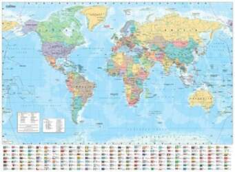 Collins World Wall Laminated Map, Collins