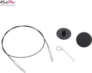 Knitpro 60cm melns elastīgs kabelis ar