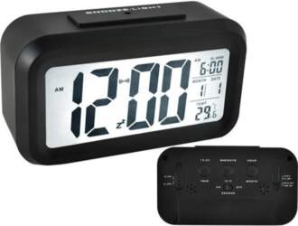 LED modinātājs ar termometru, melns