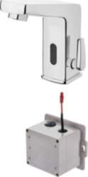 Touchless washbasin mixer with temperature control