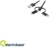 LANBERG 3in1 kabelis USB-A(M) micro-b M