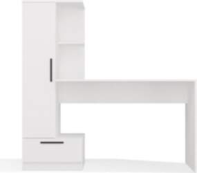Cosmo Desk + Bookcase Set, White