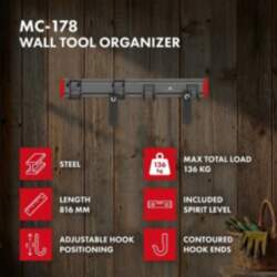 Maclean Wall-Mounted Tool Organizer, steel, max