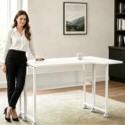 Maclean Folding Desk/Table, White, Mobile, 100x73