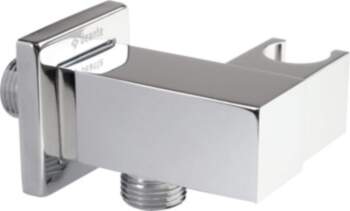 Square angled connector with handset holder