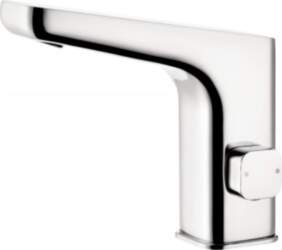 Touchless washbasin mixer with temperature control