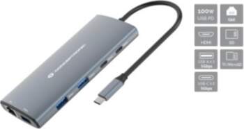 CONCEPTRONIC 10-1 Dock USB-C->HDMI/2xUSB-C/3xUSB-A/+ 20cm gr