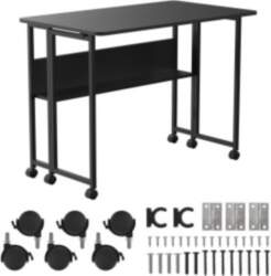 Folding desk table Maclean, black, mobile