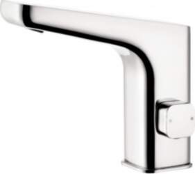 Touchless washbasin mixer with temperature control