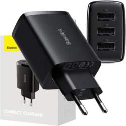 Baseus Compact Quick Charger, 3x USB