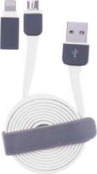 USB CABLE FLAT microUSB white+ad iPh