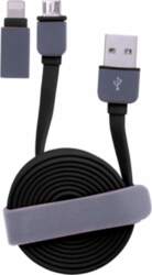 USB CABLE FLAT microUSB black+ad iPh