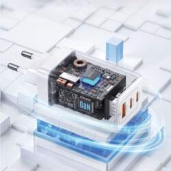 USAMS   Ład. siec. 2xUSB-C+1xUSB 65W (only