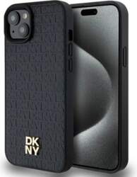 DKNY Leather Monogram Pattern Metal Logo